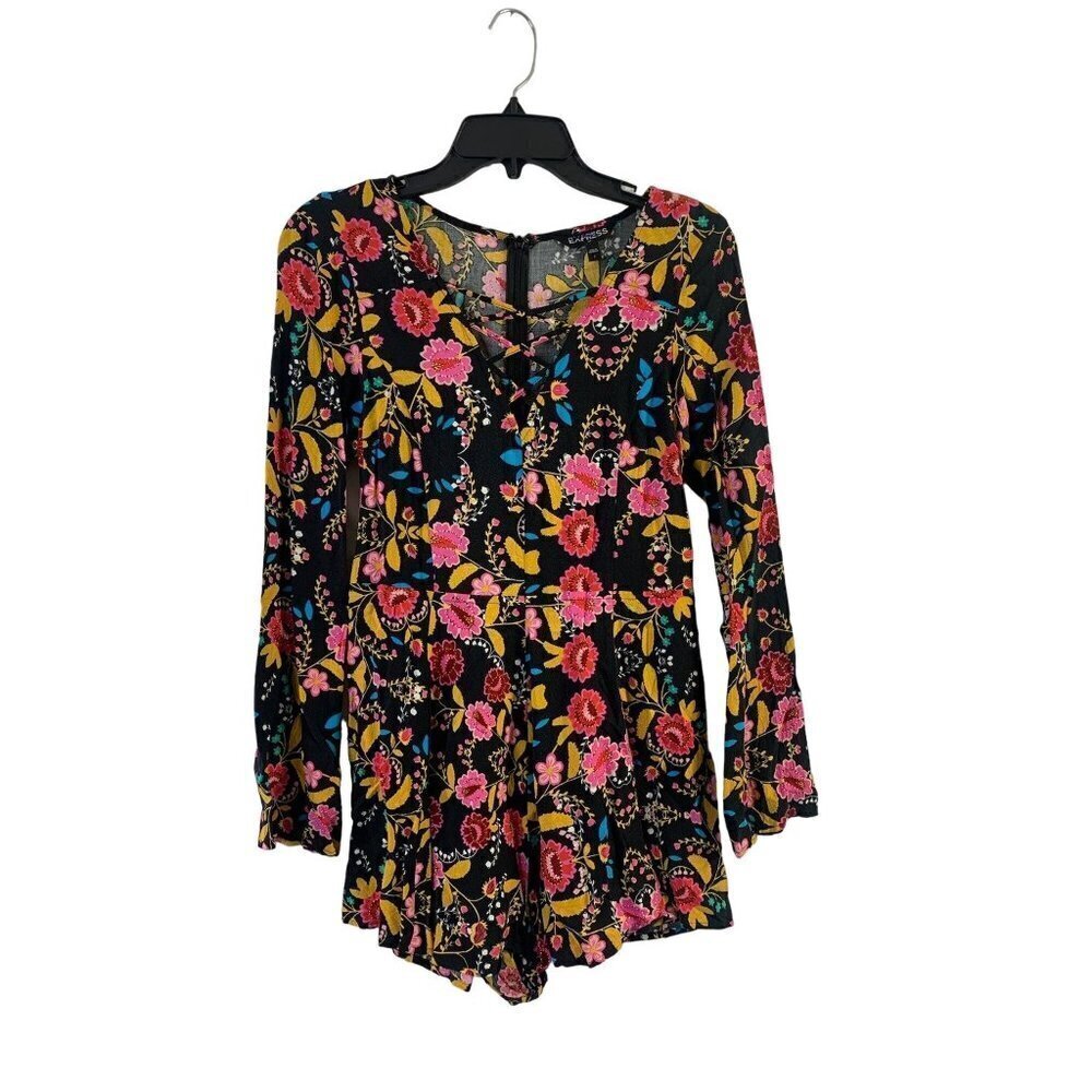 Express Women's Black Floral Romper